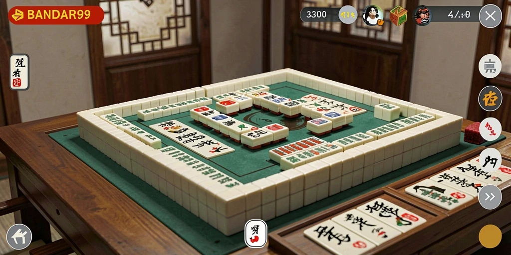 Screenshot utama BANDAR99 menampilkan gameplay seru Mahjong.