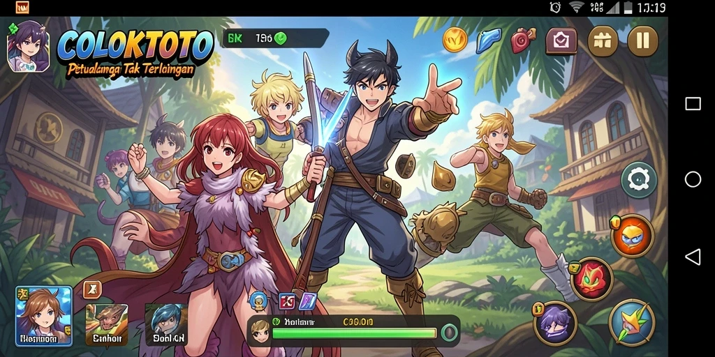 Tampilan gameplay COLOKTOTO dengan karakter anime yang menarik.