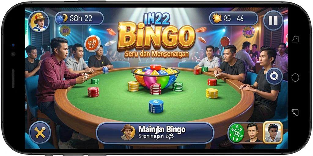 Tampilan gameplay Bingo yang seru dan interaktif di IN22.