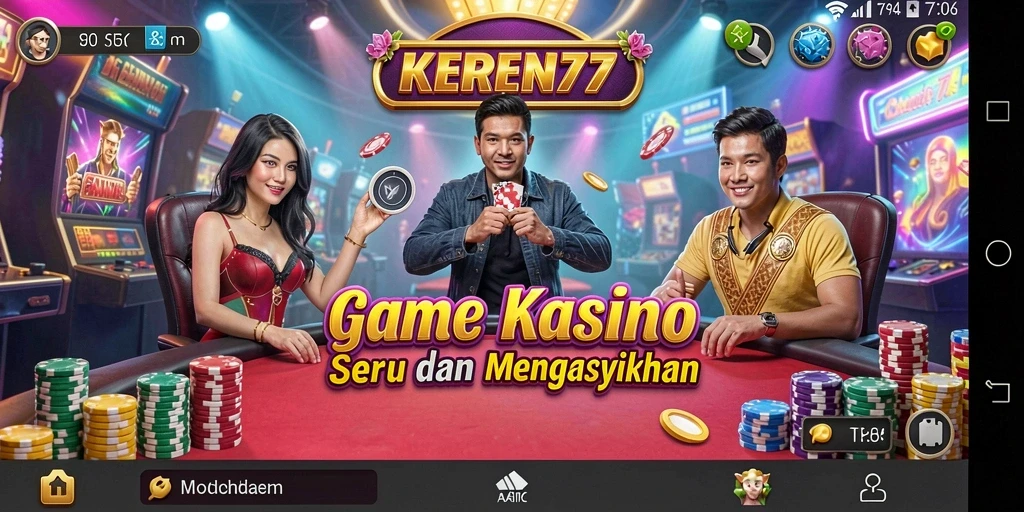 Screenshot gameplay KEREN77 dengan suasana kasino yang seru.