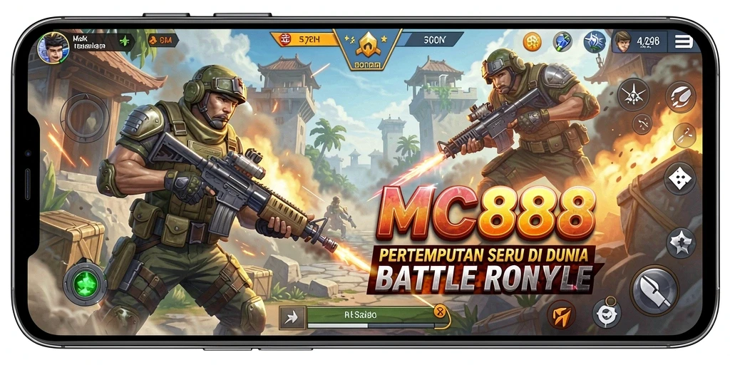 Tampilan gameplay intens di MC888 saat pertempuran Battle Royale berlangsung.