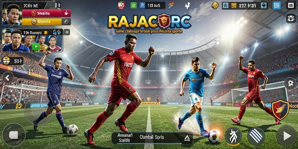 Tampilan gameplay seru dengan berbagai mode olahraga.