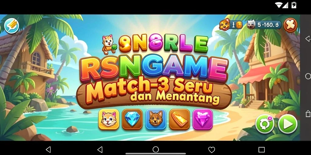 Tampilan screenshot RSNGAME dengan gameplay Match-3 yang menarik.