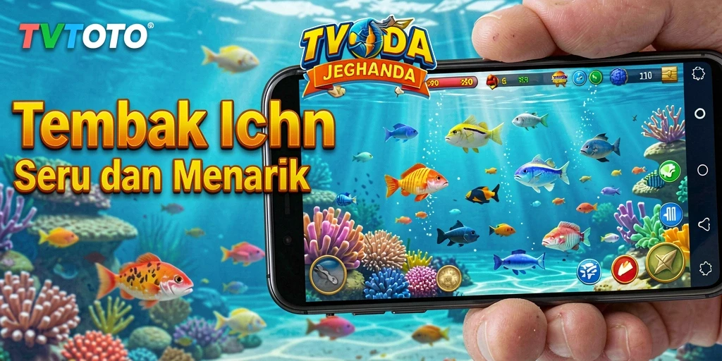 Tampilan gameplay TVTOTO saat menangkap ikan dengan grafis menawan.