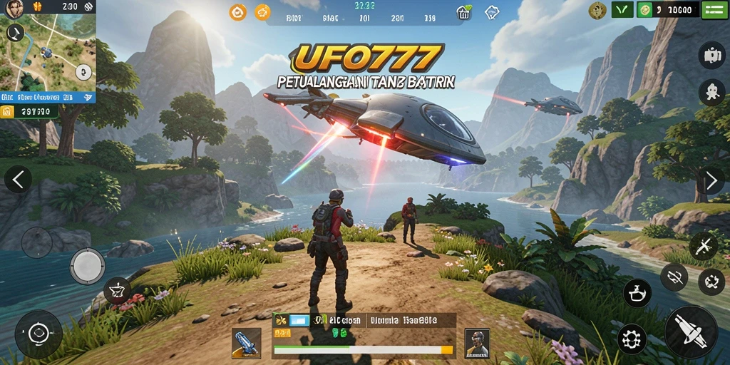Screenshot gameplay Open World dari UFO777 dengan dunia yang luas.