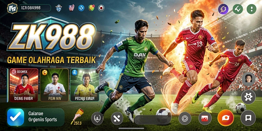 Tampilan gameplay menarik dalam ZK988 di arena olahraga.